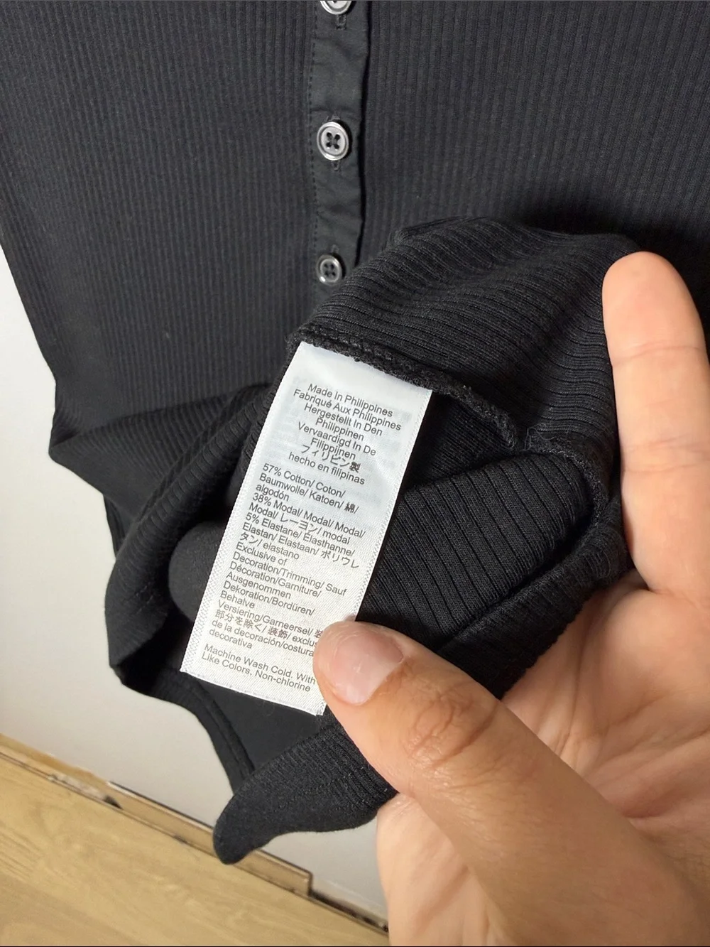 J. Crew Black Ribbed Henley Short Sleeve Top Size Medium